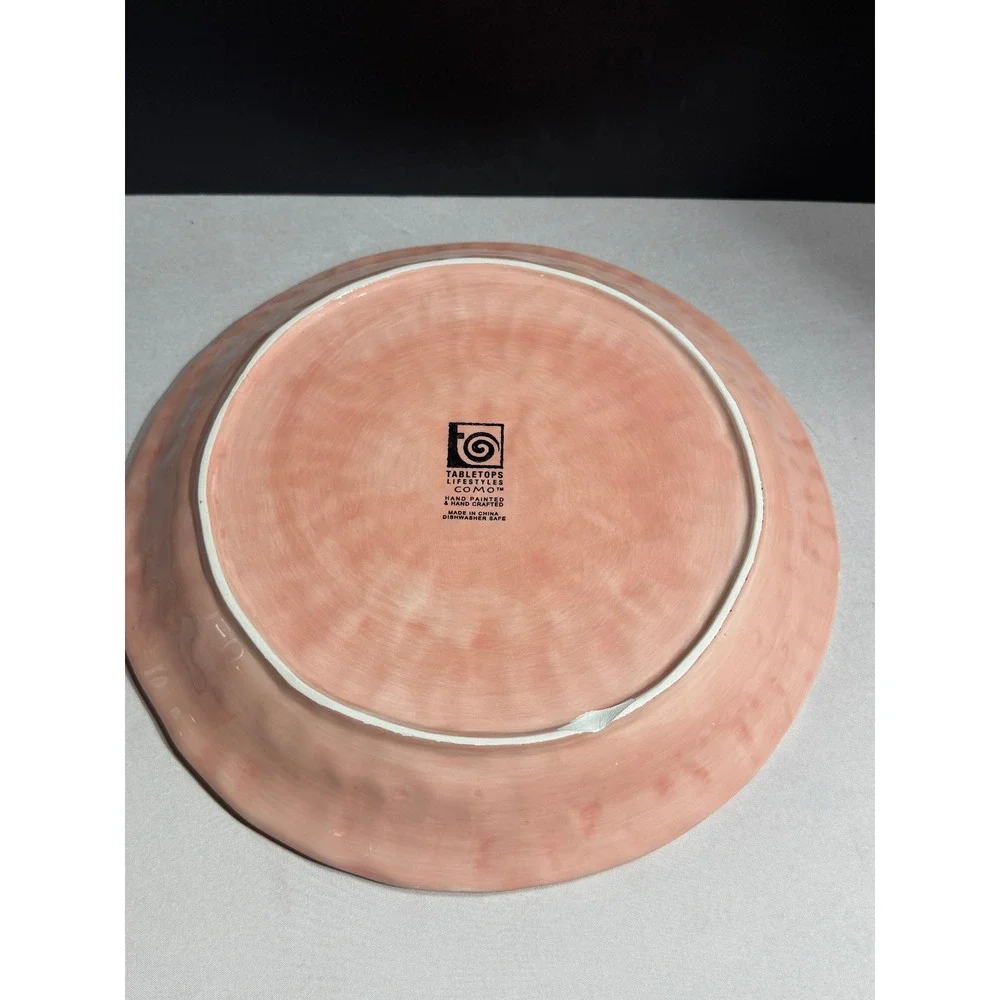 Tabletops Lifestyles Como Hand Painted Floral Dinner Plate Pink Cream Ceramic